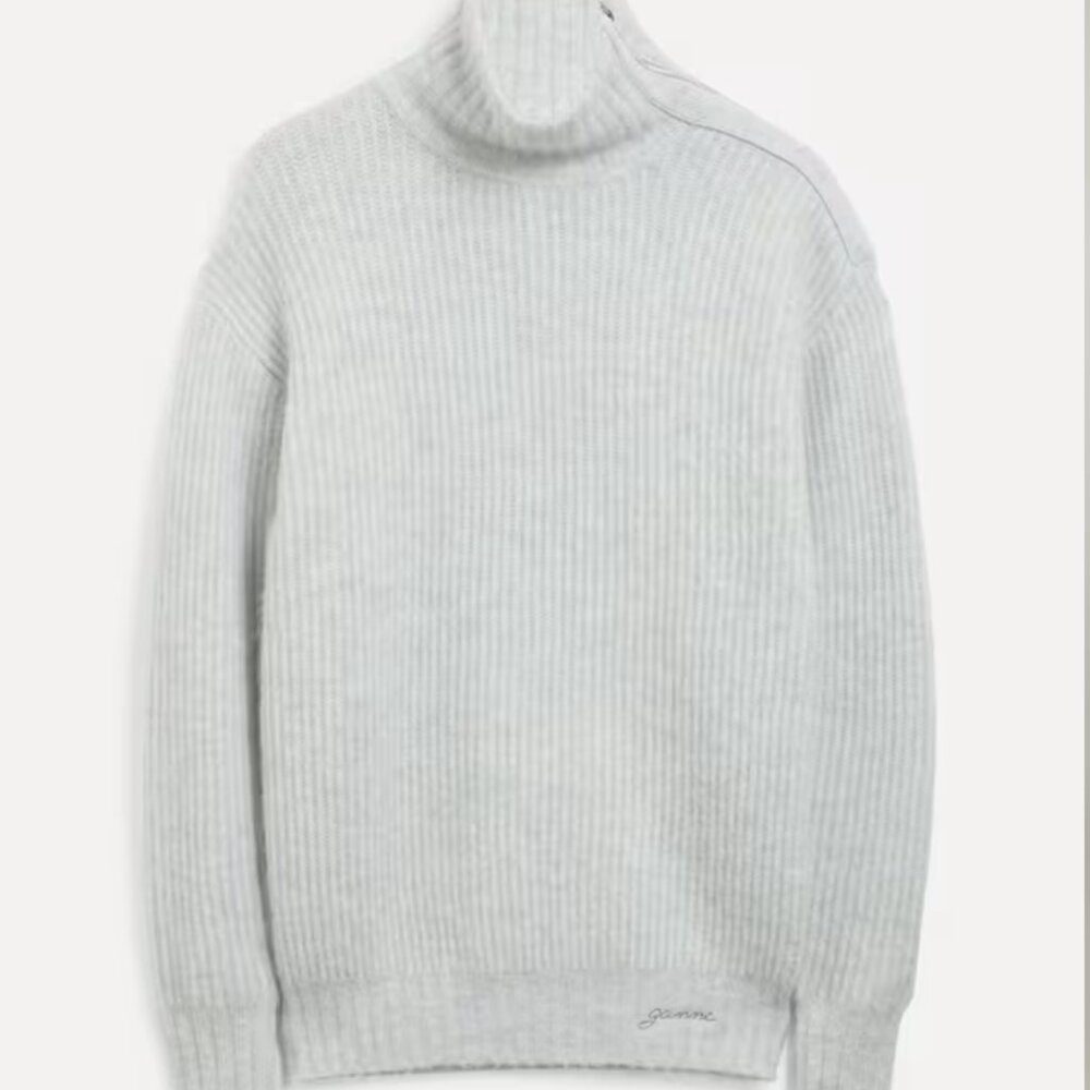 Ganni High-Neck Zipper Pullover